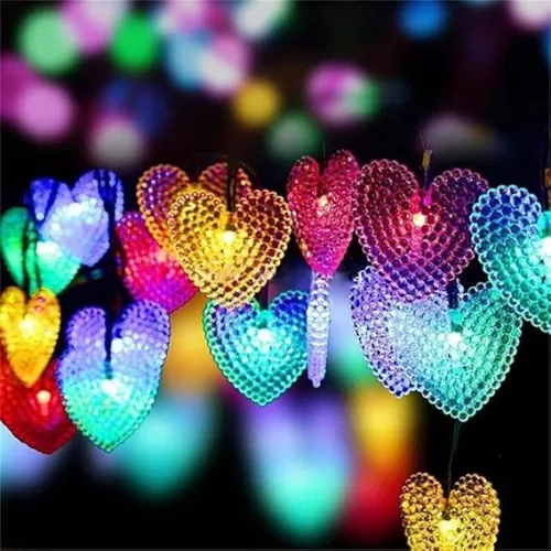 Solar Heart String Lights, Waterproof 20ft 30 LED Heart-Shaped 8 Mode Solar Starry Lighting Christmas Fairy String Lights for Gardens Path Homes Wedding Party Decor(Multicolor)