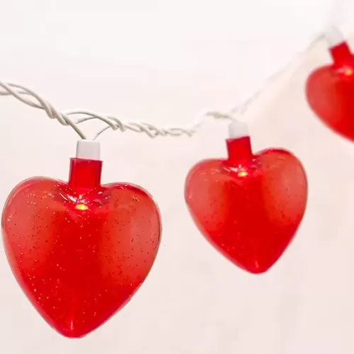 SUNSGNE Red Heart String Lights Valentines Lights, 8.5FT Plug in Fairy String Lights with 10 LED Red Heart Lights for Indoor Outdoor Home Room Party Wedding Valentine's Decor, White Wire
