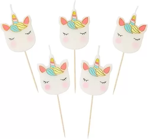 Talking Tables We Heart Unicorn Shaped Candles 5Pk, One, Multicolor