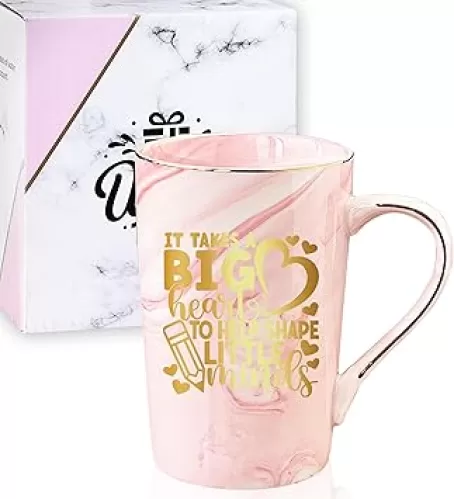 Teacher Appreciation Gifts - It Takes a Big Heart to Shape Little Minds Coffee Mug 14oz - Teacher Birthday Retirement Thank You Christmas Gifts for Women Men Friends Coworkers