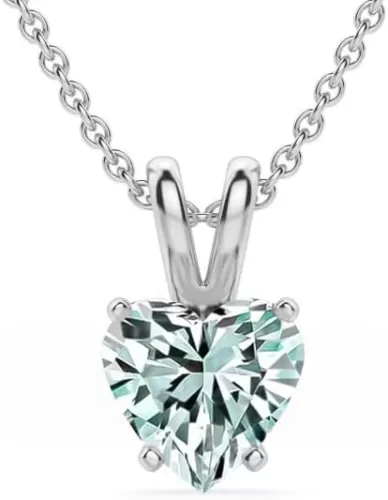 The Diamond Deal .25-1.00 Carat Heart Shape Brilliant Solitaire Lab-Grown Diamond Solitaire Pendant Necklace For Women Girls infants | 14k Yellow or White or Rose/Pink Gold With 18" Gold Chain