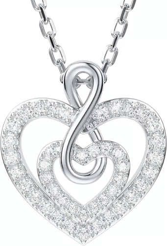THELANDA Genuine Moissanite Sterling Silver Classic Heart in Heart Infinity Pendant Necklace, Adjustable 18-20 Inch Chain with Lobster Clasp, Elegant Jewelry Gift for Women