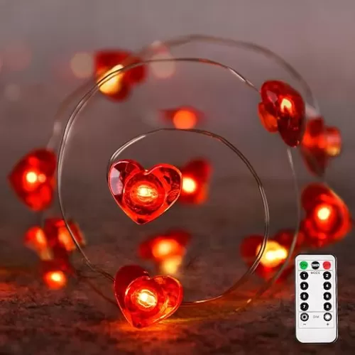 Tmacker Valentines Day Decor, Valentines Day Decorations 16Ft 50 LED String Lights, Valentines Decorations for The Home Indoor Heart String Lights, Valentines Decor Indoor Outdoor Wedding Anniversary