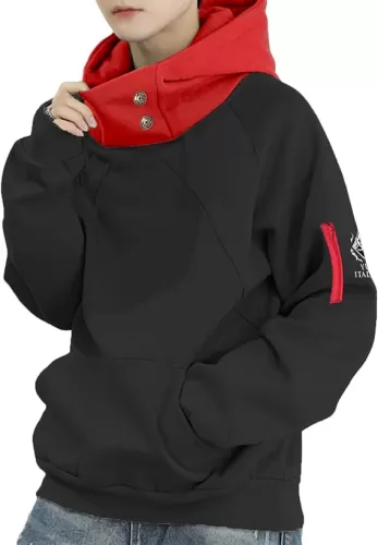 Unisex Anime Hoodie Cosplay Costume Men Black 3D Novelty Hooded Sweatshirt Pullover Jacket Outerwear Coat for Women (XL-Black)