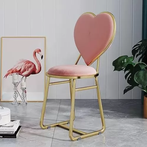 Vanity Stool, Modern Vanity Stools for Makeup Room, Ottoman Footrest Stool with Metal Legs, Heart Shaped Chair for Living Room
