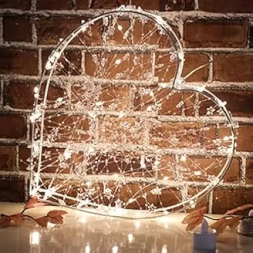 YiShine Valentines Table Lamp Battery Operated with timer functions Heart Shaped Twining Iron Wire Light Home Decor for Birthday Valentine