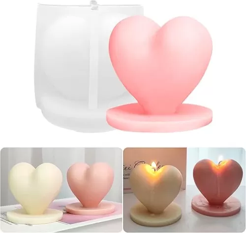 ZAKVOOR Heart Shape Candle Mold with Base Valentine