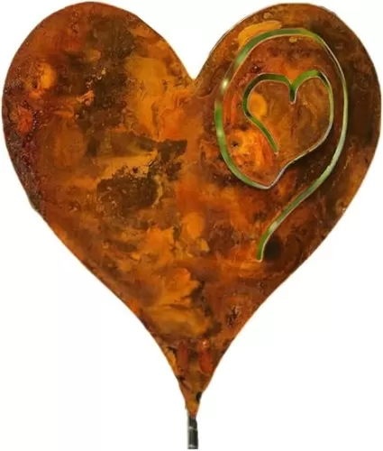 1PCS Love Pillar Inserted Heart Stake in The Garden Rusted Heart Made of 14Ga Metal