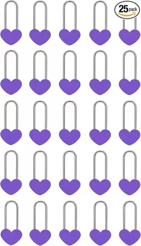 25 Pack Heart Shaped Love Lock Heart Padlock Heavy Weight Zinc Alloy Wish Lock for Couple Boyfriend Girlfriend Him & Her Love Bridge Padlock Valentine Lover Gift Purple(No Key)