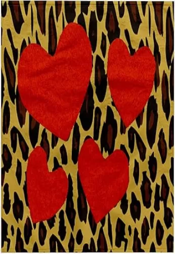 3D Rose Cheetah Print with 4 Red Hearts TWL_46556_1 Towel, 15" x 22"