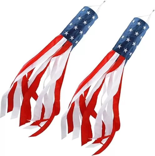 4th of July Decorations, 40 Inch American Windsock Heavy Duty, Patriotic Fourth of July Outdoor Decor, American Flag USA Windsock With Embroidered Stars, Red White and Blue Decor for Memorial Day, Outside