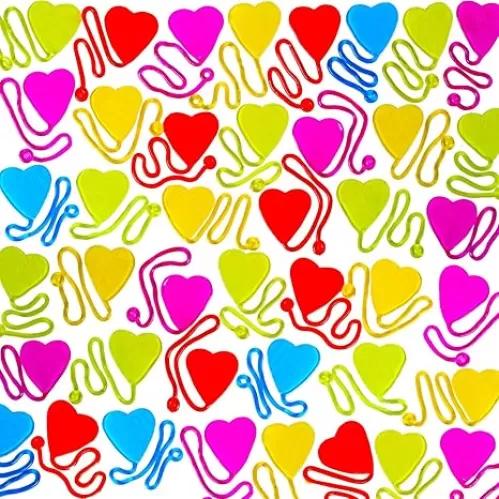 50PCS Valentines Day Gifts for Kids Classroom Prizes, Heart Shape Sticky Hands Stretchy Toys for Valentines Party Favors, Kids Valentines Day Gifts for School Exchange for Girls Boys