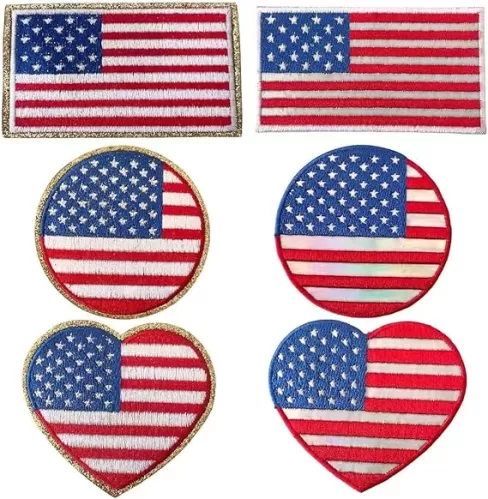 6PCS Reflective Rainbow Flag Iron-on/Sew-on Embroidered Patches, Circular&Heart-Shaped Flag Patches for Clothes, Dress, Hat, Jeans, DIY Accessories (American), A240723-gq