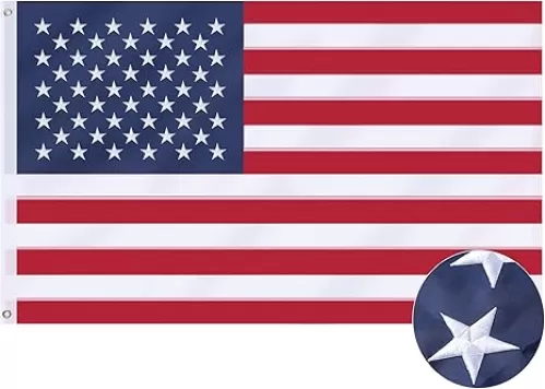 American Flag 10x15 Ft, US Deluxe Embroidered Heavy Duty Polyester Durable Outside Flags with Brass Grommets