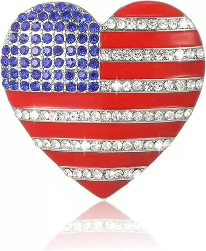 American Flag 4th of July Brooch Pins for Women | USA Heart Victory Smiley Face Trio Patriotic Memorial Day Pins | American Independence Day Party Gifts for Women