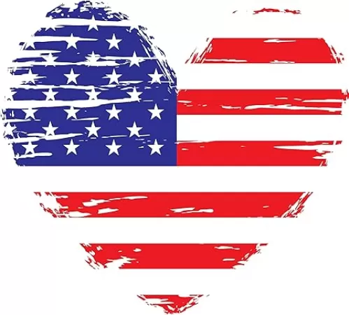 American Flag Heart Decal - Distressed Patriotic Vinyl Bumper Sticker for Cars, Trucks & Vehicle Windows - Made in USA (4.75x4.3 inches)