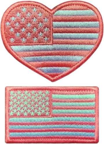 Antrix 2 Pack Pink American Flag & Heart Shape USA Flag Patches, Iron On & Sew On Pink American Patch for Women Girls Clothes, Backpacks, Bags, Hats, Jeans, Jackets