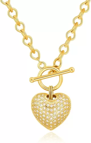 Aobei Pearl 18K Gold Moon Star Lion Evil Eye Love Heart Cross Pendant Necklace Medallion Paperclip Chian Choker Layering Jewery for Women