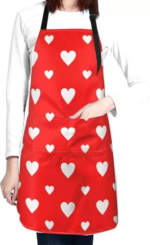 Apron for Women Men Hearts Aprons With Pockets Adjustable Washable Aprons for Cooking Baking Kitchen
