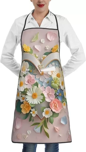 Apron for Women Waterproof Kitche Chef Bibs Horses Red Glowing Clouds Cooking Aprons Bib for Baking Gardening BBQ