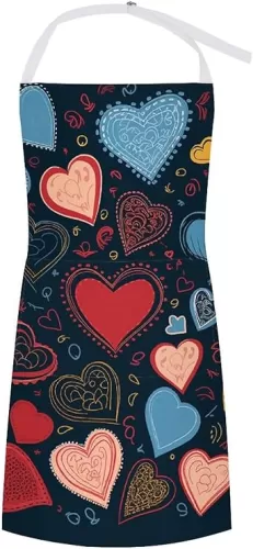 Arious Heart Shapes Apron Adjustable Bib Aprons Waterproof Chef Apron Cooking Aprons for Women with Pockets