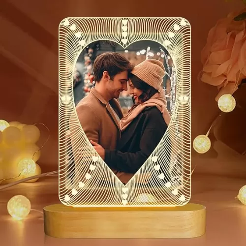 Attivolife Picture Frame for Him Her, Heart Photo Frame with LED Night Light, Bedroom Living Room Decor, Romantic Present for Couple Lover Girlfriend Boyfriend Anniversary Birthday Gift