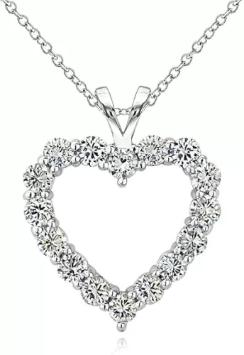 B. BRILLIANT Sterling Silver Genuine, Created or Synthetic Gemstone Open Heart Necklace for Women Bridesmaids