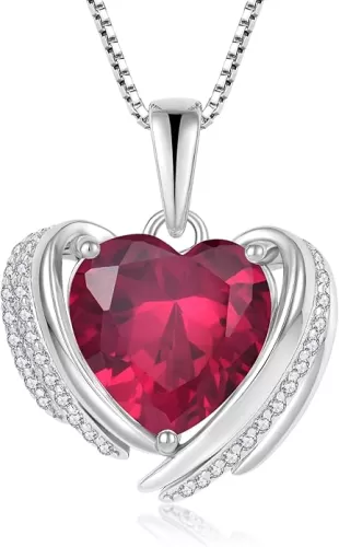 Birthstone Heart Necklace for Women, Infinity Love Heart Birthstone Crystal Charm, 925 Sterling Silver Zirconia Necklace for Mother's Day for your mother and jewelry for your beloved ones on anniversaries