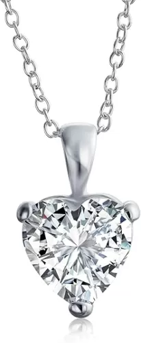 Bling Jewelry Timeless Elegance: Red Pink Clear 5CT Heart-Shaped Bridal Solitaire Pendant Necklace - .925 Sterling Silver, AAA CZ Cubic Zirconia, for Women Teen