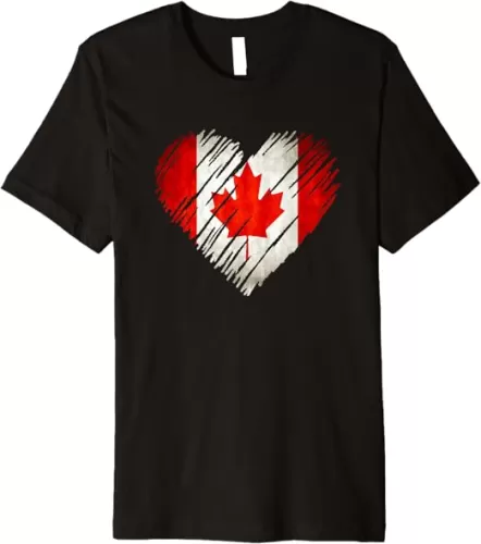 Canada Canadian Heart Shape Scribble Flag Premium T-Shirt