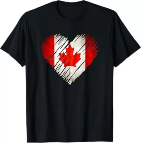 Canada Canadian Heart Shape Scribble Flag T-Shirt