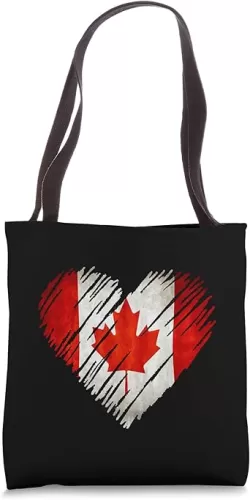 Canada Canadian Heart Shape Scribble Flag Tote Bag