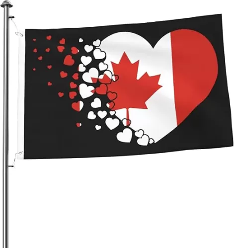Canada Canadians Heart Shaped Flag 2x3 Ft Double Sided Printing Flag Party Decorations, Soccer Party Bar Garden Decoration Indoor Outdoor