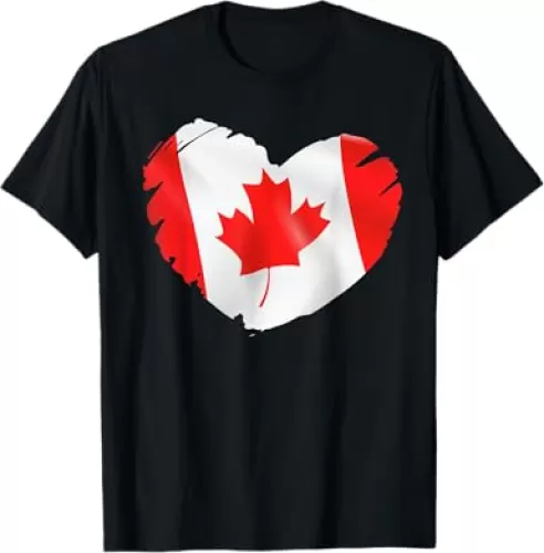 Canada Flag On Shape Of Heart Canadian Canada Lovers T-Shirt