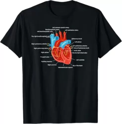 Cardiovascular Heart Diagram Labeled Blood Circulation T-Shirt