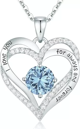 CDE Forever Love Heart Necklaces for Women, Wedding Anniversary, Birthday Mothers Day Gifts for Mom, Mother, Wife, Girlfriend, S925 Silver Jewelry with Birthstone Pendant