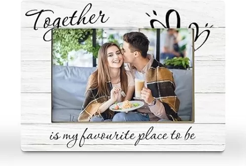 Couple Gifts Picture Frame, Engagement wedding Love Gifts, Valentines Day Gifts for Boyfriend Girlfriend Him Her, Newlywed Marriage Gifts Photo Frame 4x6 Horizontal Photo for Tabletop Display