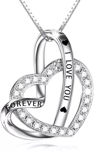 Cuoka 925 Sterling Silver Heart Necklace I Love You to The Moon and Back Pendant Sun Star Moon Necklace Jewelry for Women with Gifts Box