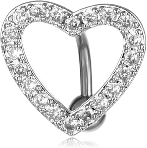 Cute Silver Heart Belly Button Rings for Women Dazzling Zircon Belly Button Rings Dangle Navel Piercing Jewelry