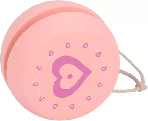 Dioche Wooden Yoyo for Kids Beginners, YoYo with String, Cute Cartoon Pattern Beginner Yoyo Ball Toy, Early Education Teaching Toy for Kid Child Colorful Heart