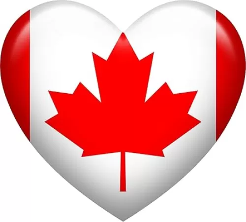 EW Designs Cute Bubble Heart Shaped Canadian Flag Vinyl Decal Bumper Sticker (4" Wide)