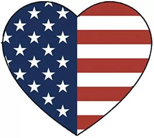 EW Designs Heart Shaped USA Flag American United States of America Sticker Stars Stripes Bumper Sticker Vinyl Sticker Car Truck Decal 5"