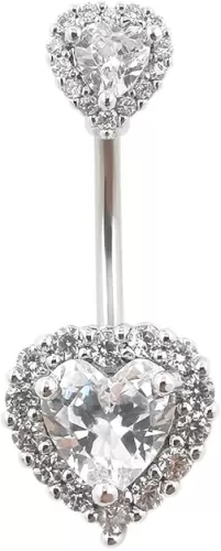 Excepro Belly Rings 316L Surgical SS PVD Plated Multicolor Heart CZ Navel Piercing Shiny Belly Button Rings