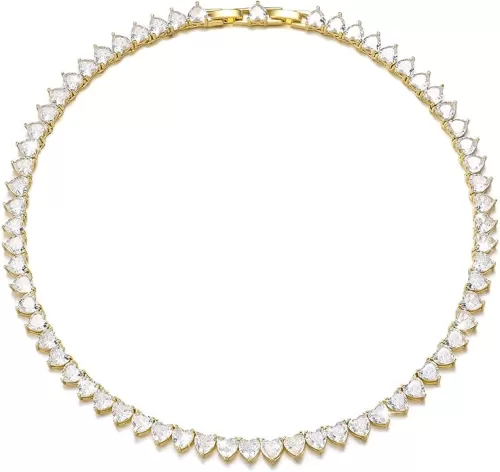 FEEL STYLE Heart Tennis Necklace for Women - 4mm 6mm 18K White Gold Plated Diamond Necklace - Iced Out Choker Necklaces Cubic Zirconia Tennis Necklace 16-18inch