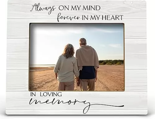 FONDCANYON Always on my mind Forever in my heart In loving memory Picture photo frame, Sympathy Bereavement Gifts for Loss of a Loved One, Memorial Condolences Remembrance (5x7 inch photo) (Color2)