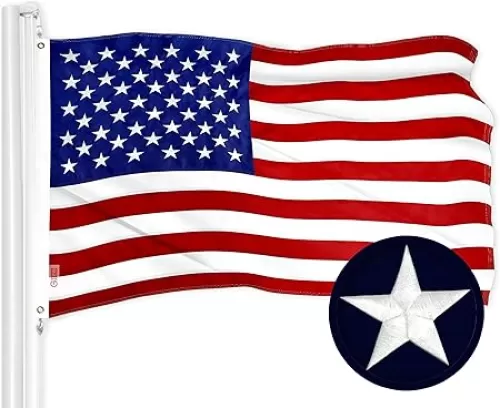 G128 American USA Flag | 4x6 Ft | ToughWeave Series Embroidered 210D Polyester | Country Flag, Embroidered Stars, Sewn Stripes, Indoor/Outdoor, Vibrant Colors, Brass Grommets