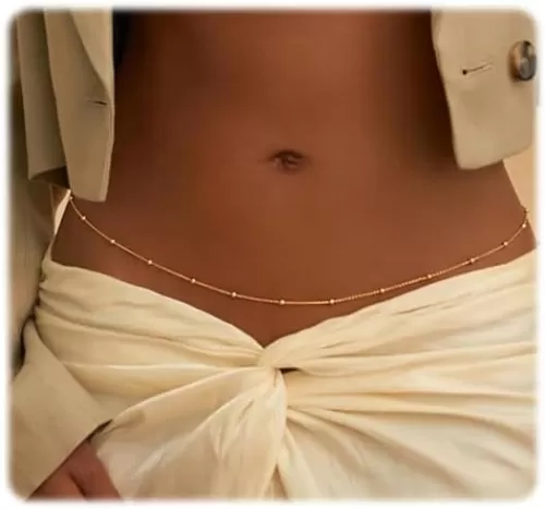 Gold Belly Chain Belly Beads For The Waist Chains Body Chain Jewelry For Women Layered Cuban Pearl Satellite Beads Rope Coin Heart Pendant Belly Belt Adjustable Bikini Jewelry