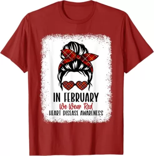 Heart Health Heart Disease Awareness HeartBeat CHD Wear Red T-Shirt