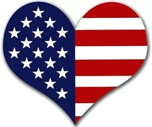 Heart Shaped American Flag Sticker (USA Made Love Patriotic Patriot Vinyl Decal (3 inch)
