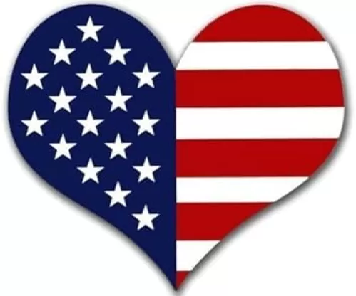 Heart Shaped American Flag (USA Made Patriotic Patriot Love) Bumper Sticker Vinyl Decal